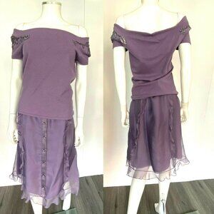 Heidi Weisel Purple Cashmere Silk Skirt and Top